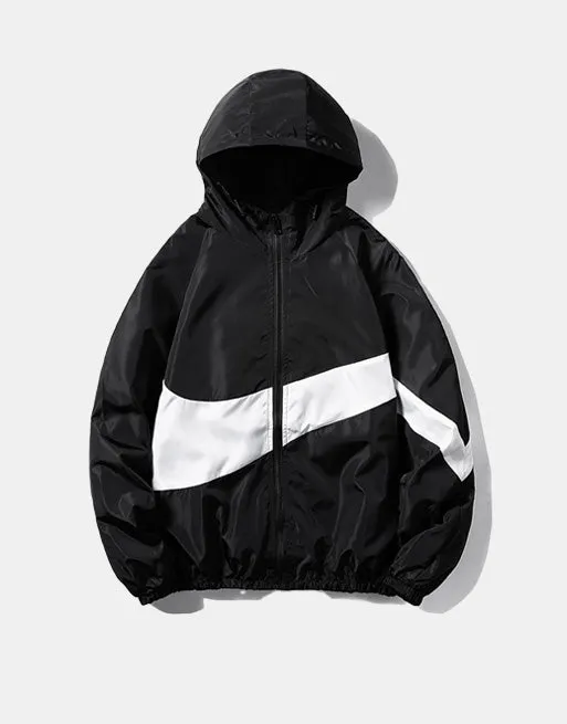 Horizontal Broad Stripe Zipper Hoodie