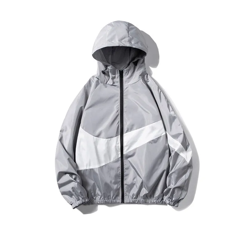 Horizontal Broad Stripe Zipper Hoodie