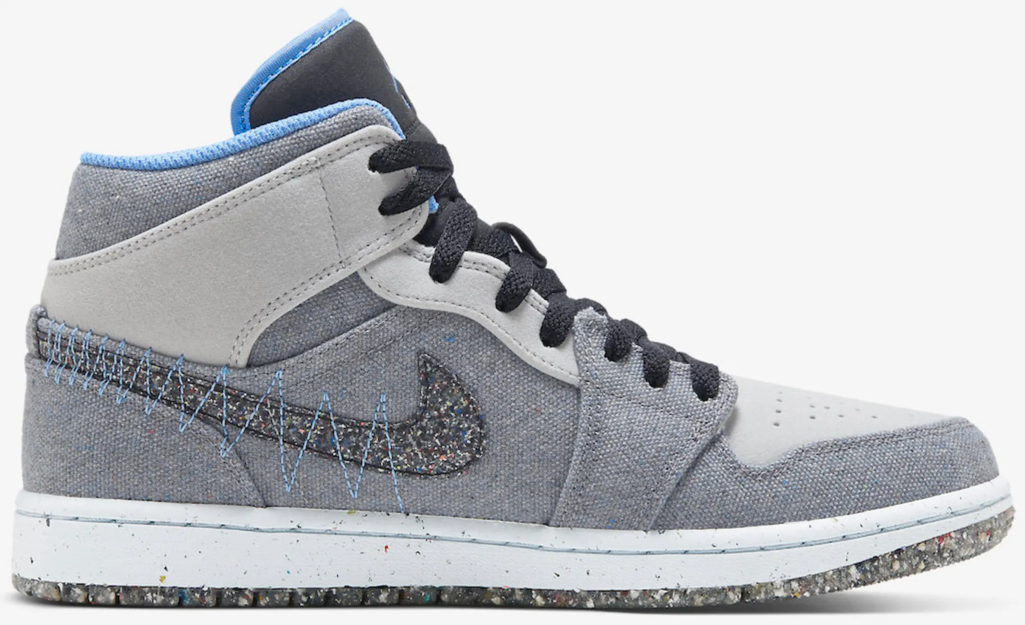 JORDAN 1 MID CRATER GREY UNIVERSITY BLUE