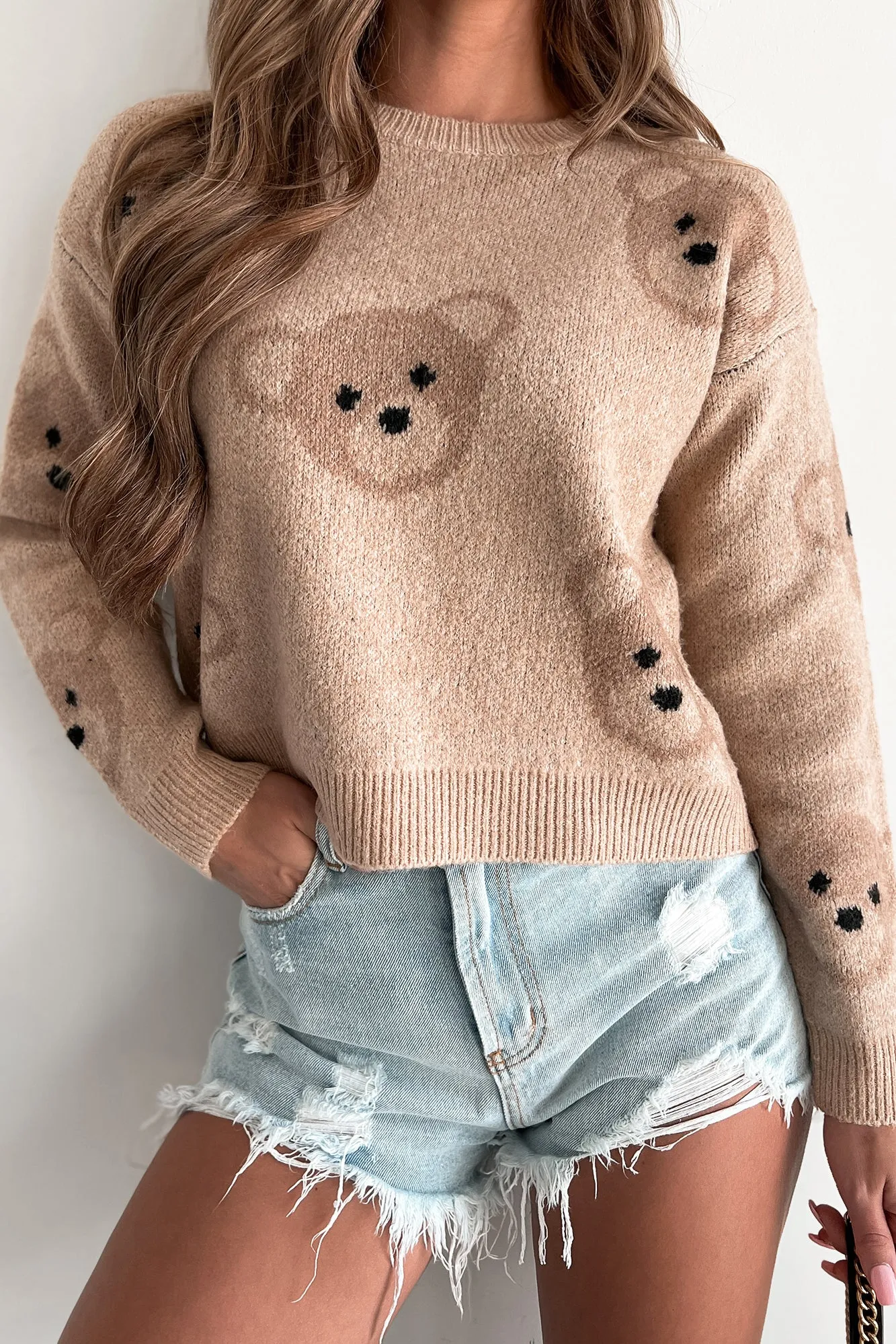 Little Sweetie Teddy Bear Sweater (Taupe)