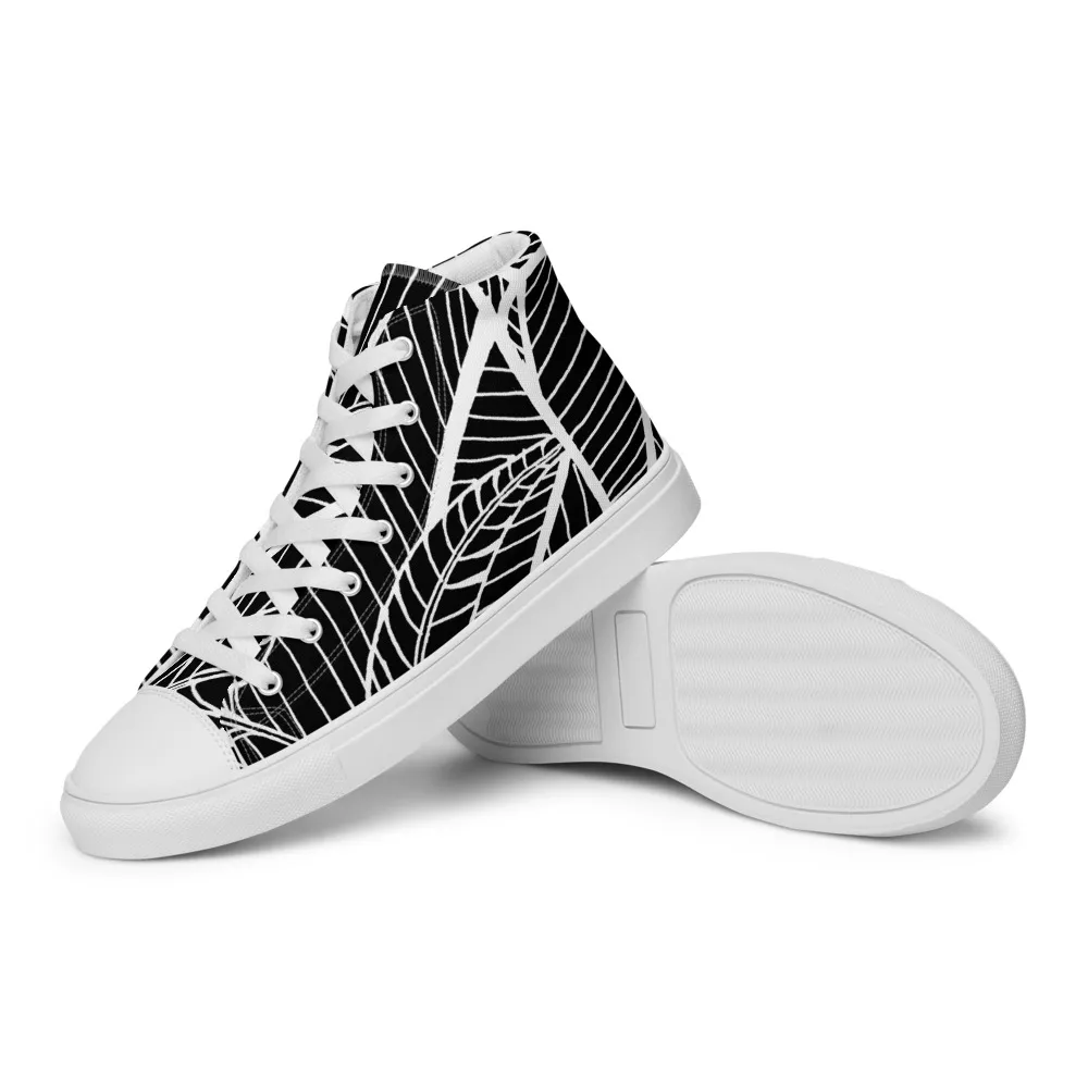 Men’s high top canvas shoes – Pecan Leaves Underwater