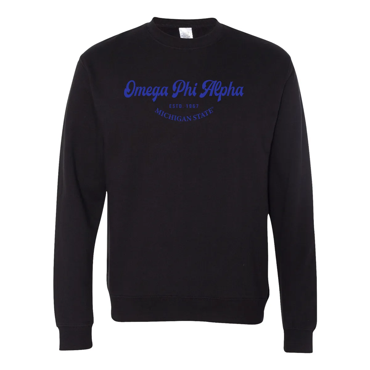 #Omega Phi Alpha Crewneck Sweatshirt, Elegant Print Design
