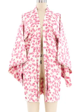Pink Watercolor Flower Kimono