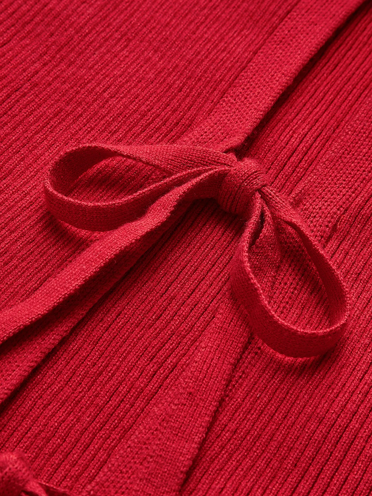 Ribbed Tie Neck Sweater Vest