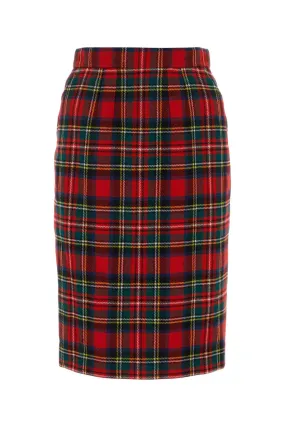 Saint Laurent Embroidered Wool Blend Skirt