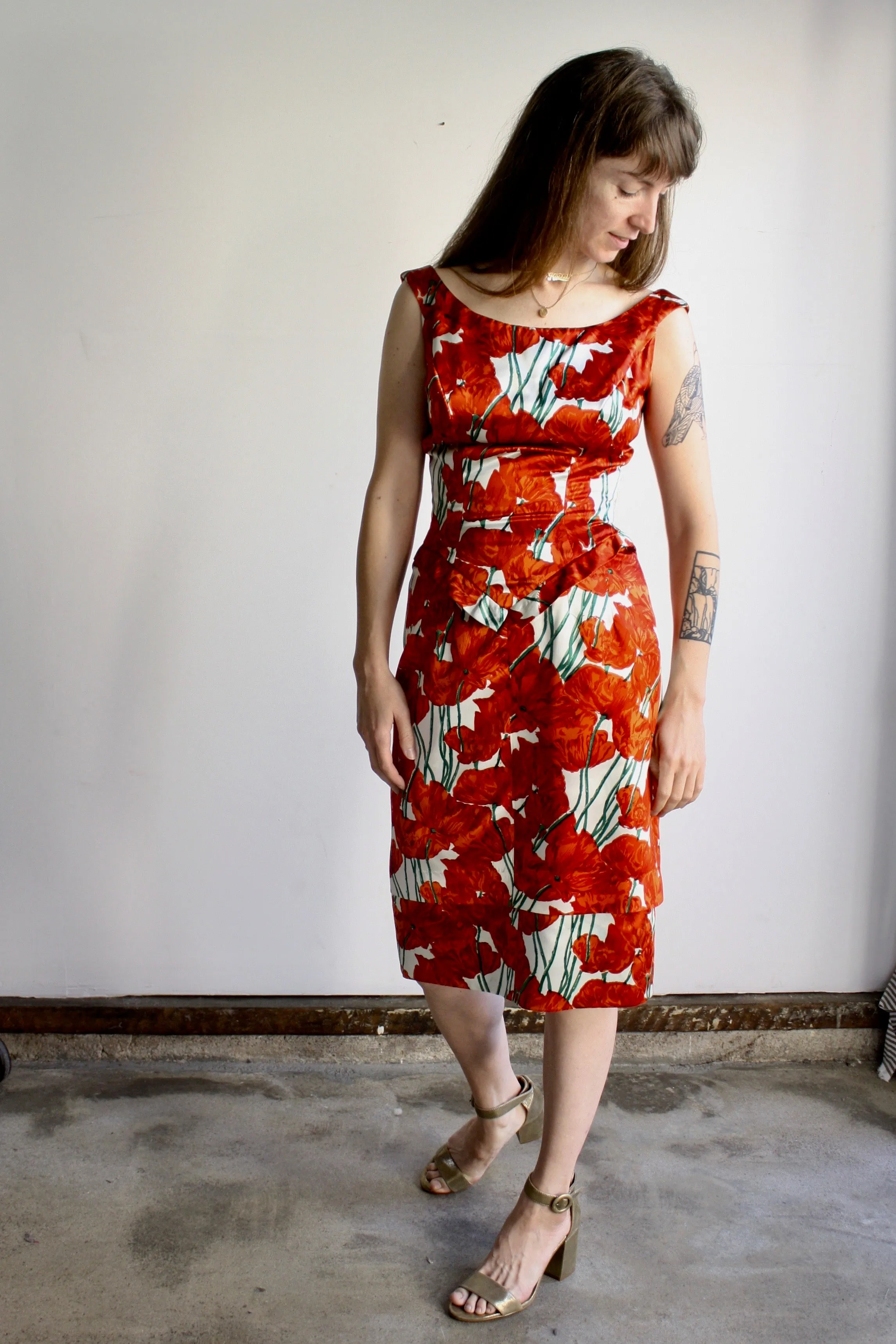Satin Poppies Dress