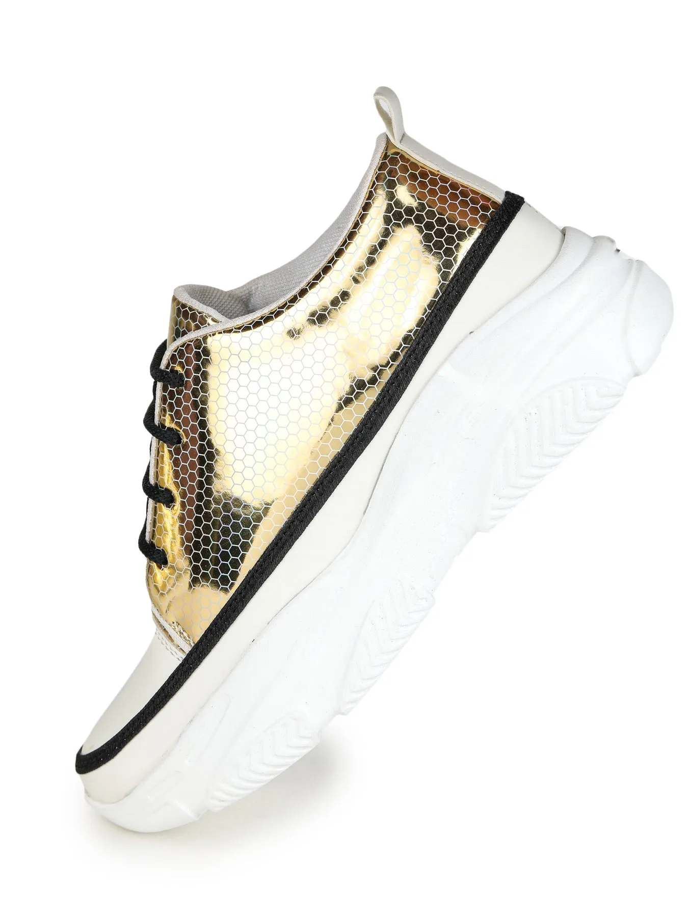 Shezone Women Golden Casual Shoes