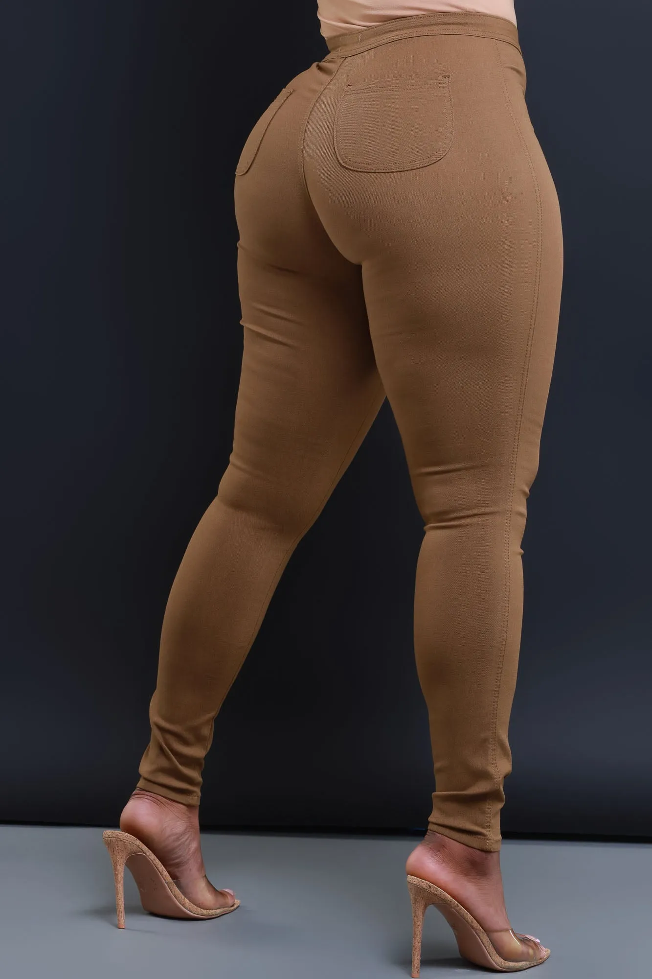 Super Swank High Waist Stretchy Jeans - Mocha