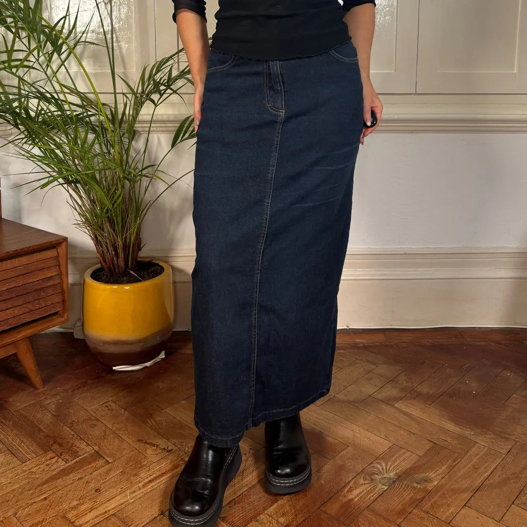Terranova Maxi Denim Skirt - 28W UK 8 Dark Wash Cotton Blend