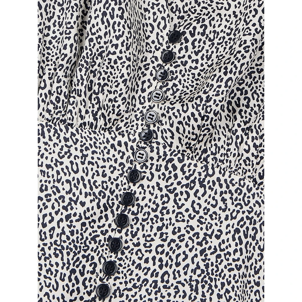 The Kooples Leopard-Print Buttoned V-Neck Short Dress