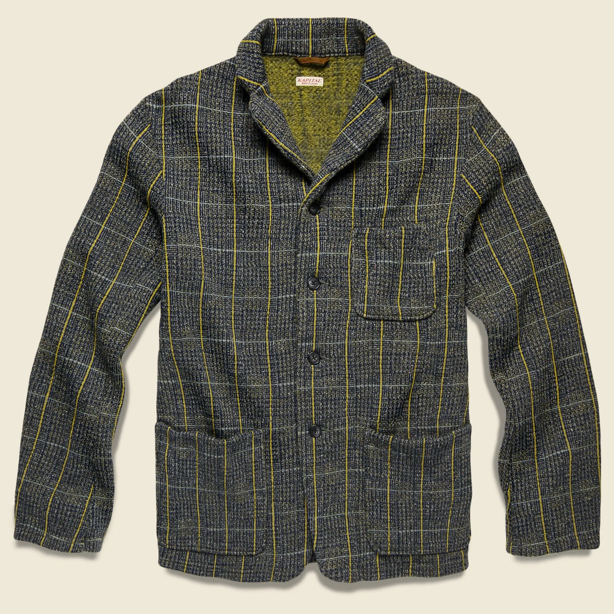 Tweed Fleecy Knit Kobe Jacket - Grey/Yellow
