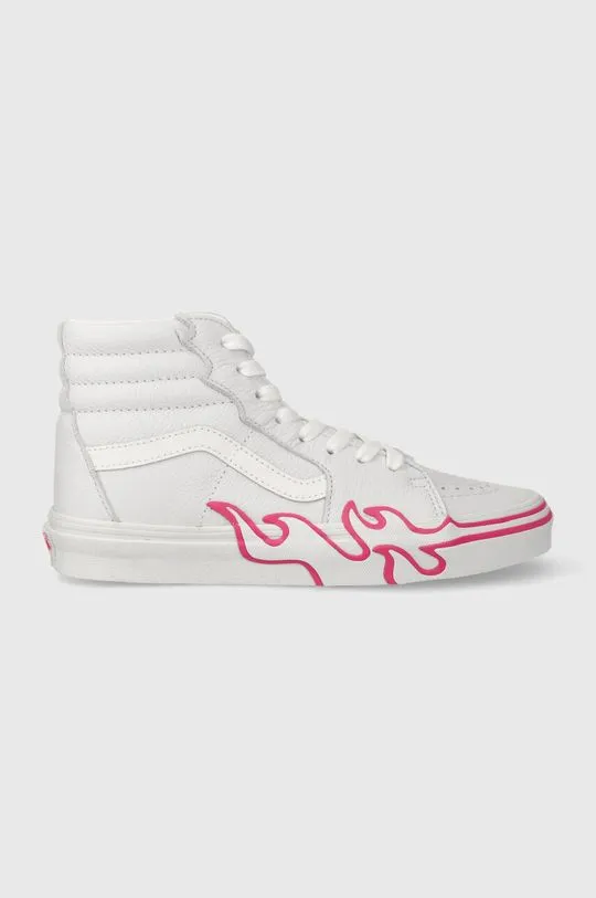 Vans leather trainers SK8-HI Flame women's white color VN0005UJYU21