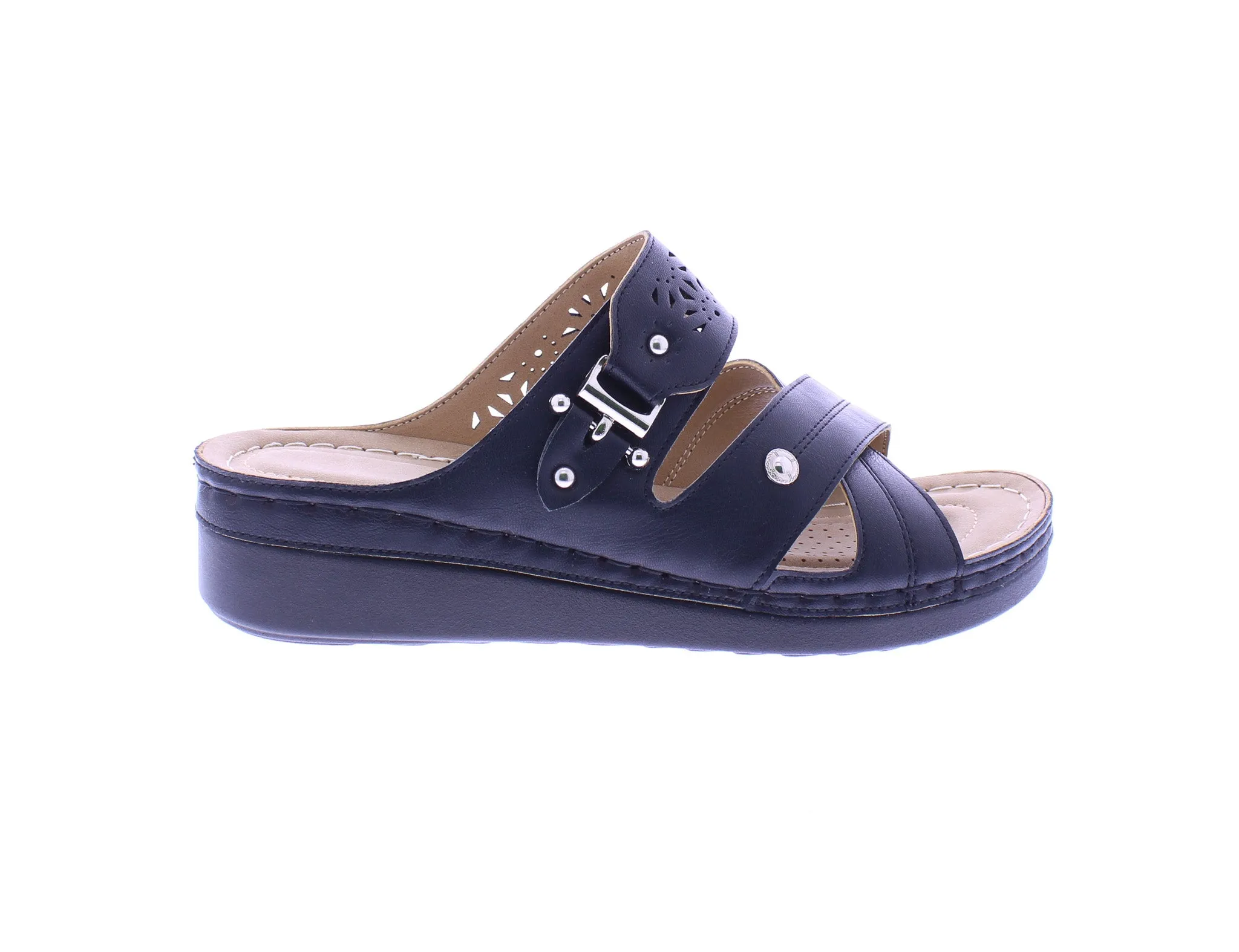 Women Slip on Sandal with Laser Cut Designs